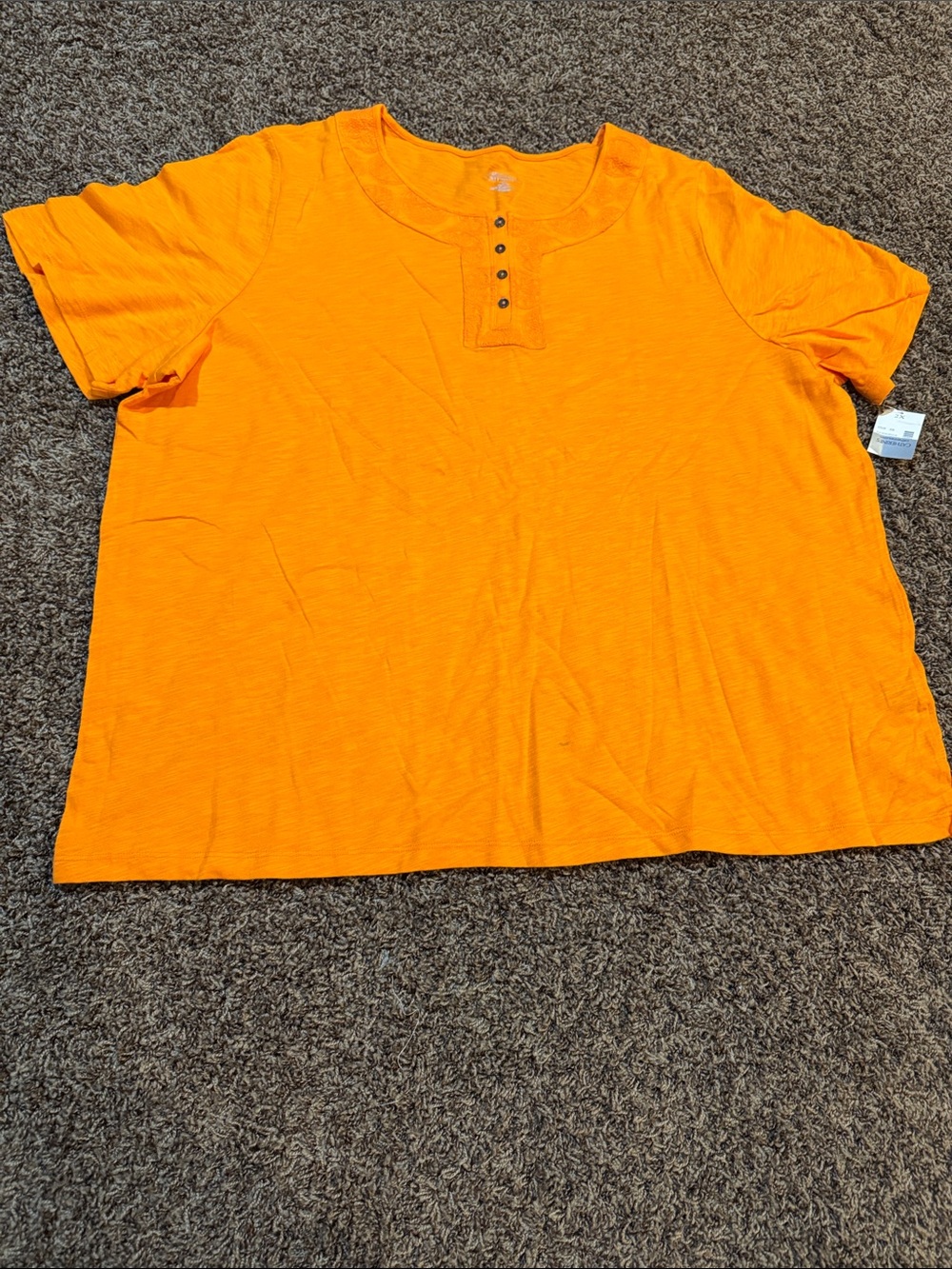 Catherines Bright Orange Short-Sleeve Henley Tee
